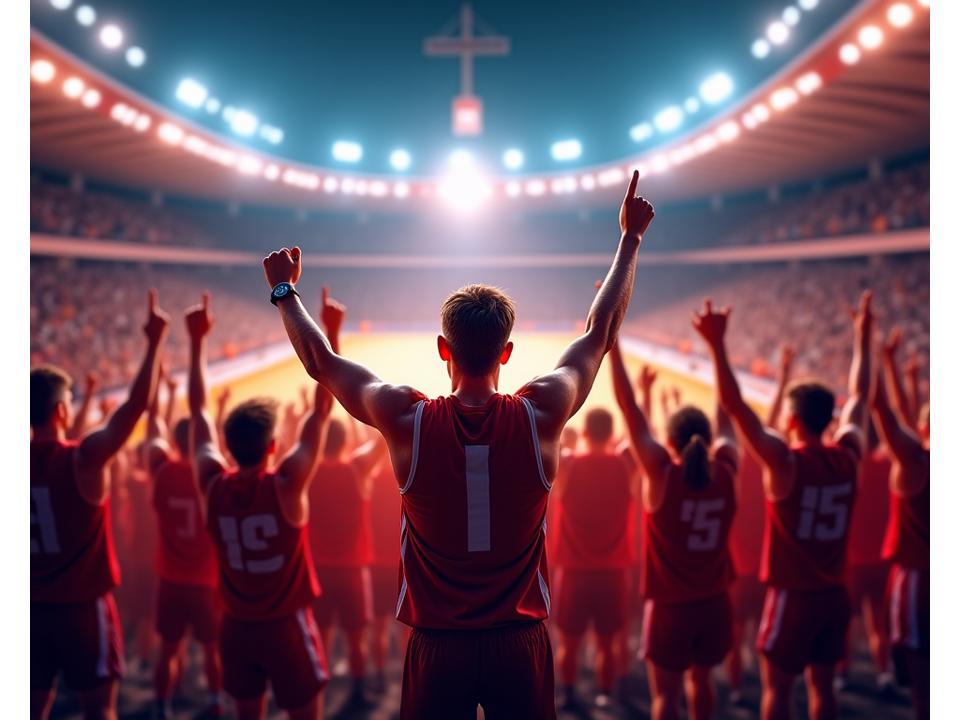 Publikum jubler på en stor sportsarena