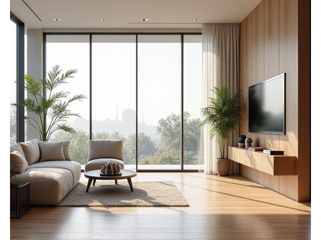 Moderne bygning med glassfasade