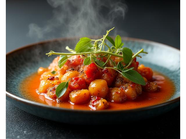 Elegant arrangert matrett på en restaurantbord