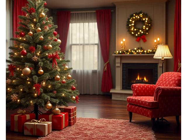 Sesongbasert retro fotografering, for eksempel julepynt i en klassisk 50-talls stue.