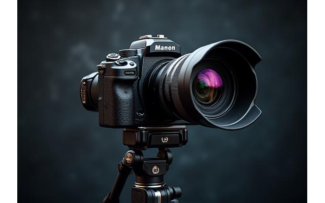 Detaljert bilde av et kamera med et stort telefotolinse, innstilt for høyhastighets fangst, ideelt for sportsfotografering