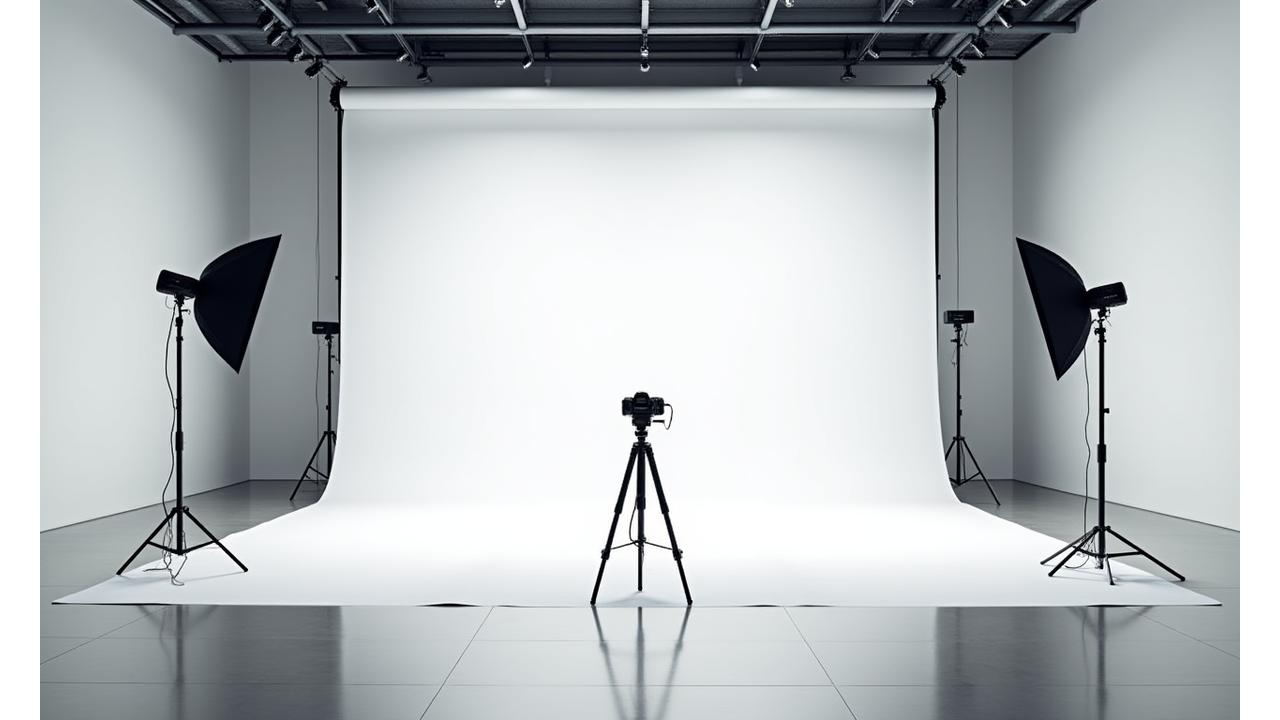 Moderne og romslig fotostudio i Oslo med profesjonelt belysningsutstyr og høyt tak